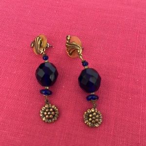 Blue dangle earrings with a vintage vibe